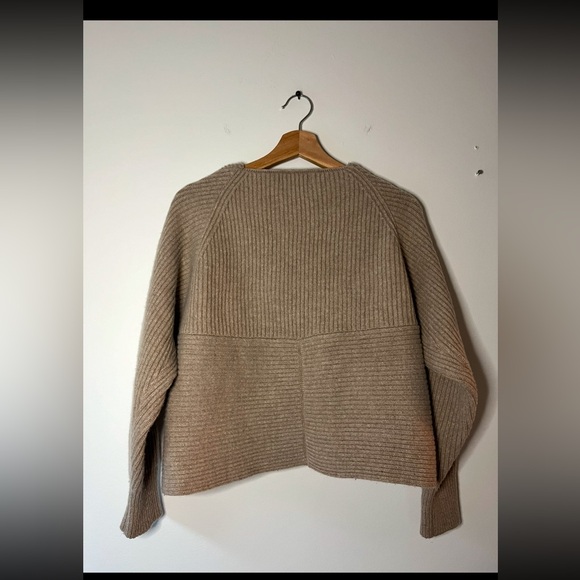 FRANKIE SHOP WOOL BLEND RIBBED CRISS CROSS SWEATER IN OATMEAL SIZE S - Picture 4 of 7